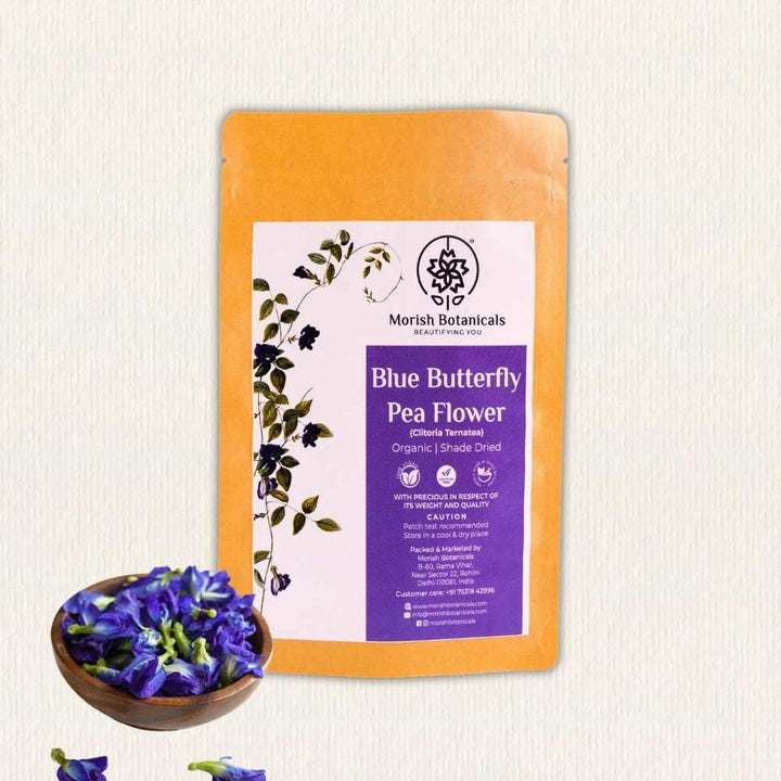 Organic Blue Butterfly Pea Flower | Shadow-Dried | Skin- Hair- Food | Aromatic | 50 GM