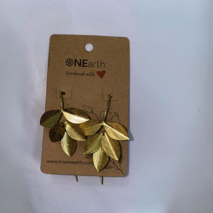 Golden Leaves Metal Earrings | Hand-Crafted 