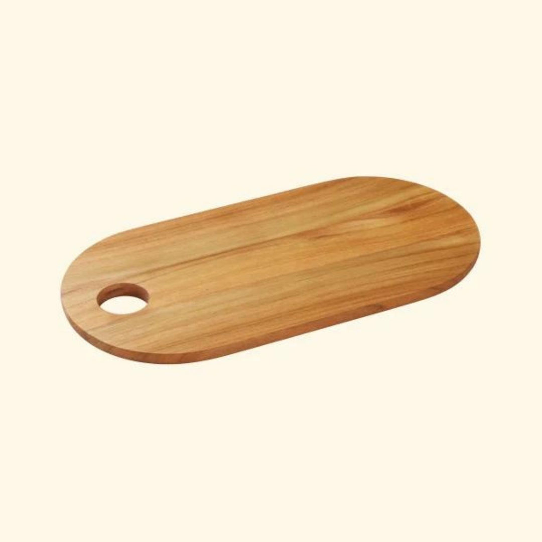 Cresta Oval Chopping Board / Serving Platter | Premium Teak Wood | Hand-Crafted | 16 Inch