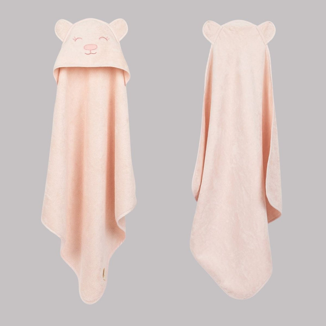 Grrly Bear Hooded Bath Towel For Kids | Organic Cotton Soft | Sustainable | Pink