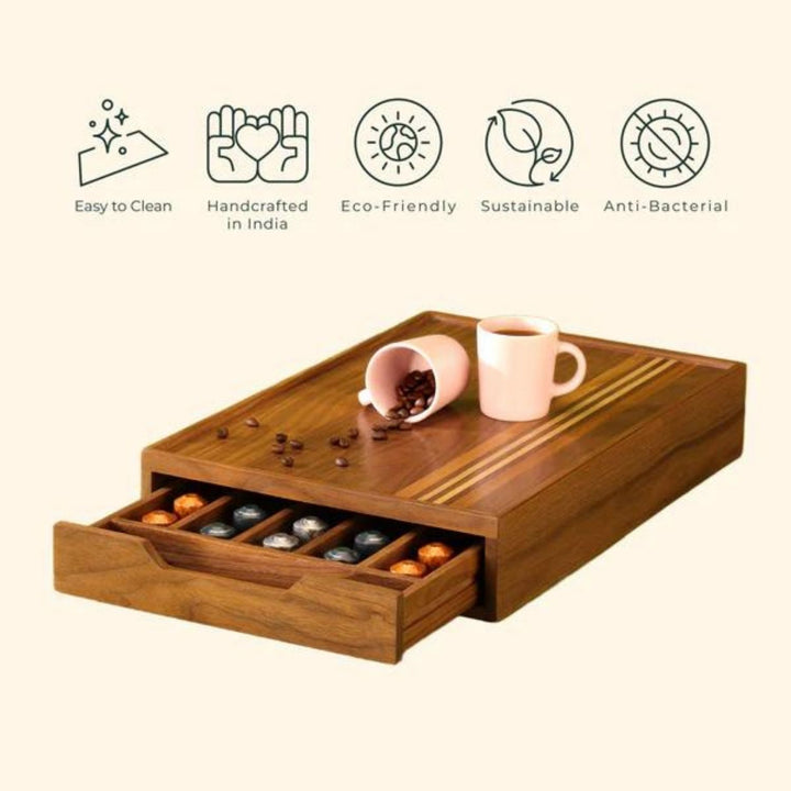 Grado Coffee Pods Drawer | American Walnut Wood | Hand-Crafted | 17 Inch