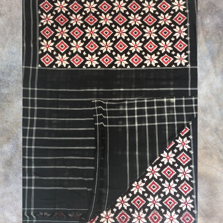 Black Pochampally Double Ikat Saree | Cotton | Colour Rich | Elegant Rich