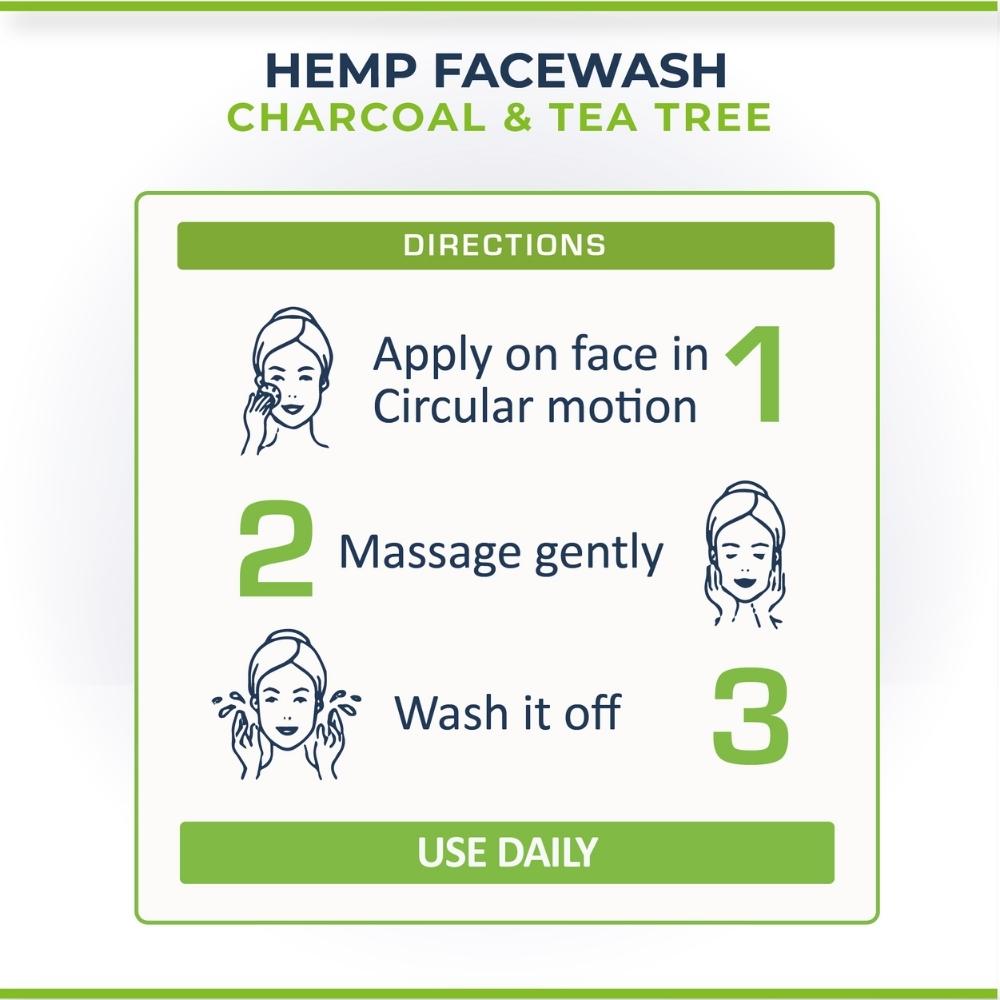 Hemp, Charcoal & Tea Tree Oil Facewash | Acne Control | Detoxifying | 50 ML