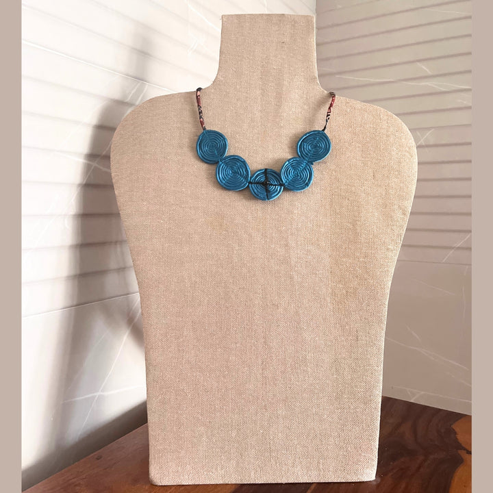 Elegant Necklace For Women | Adjustable | Hand Crafted Fabric Jewelry | Cobalt Blue