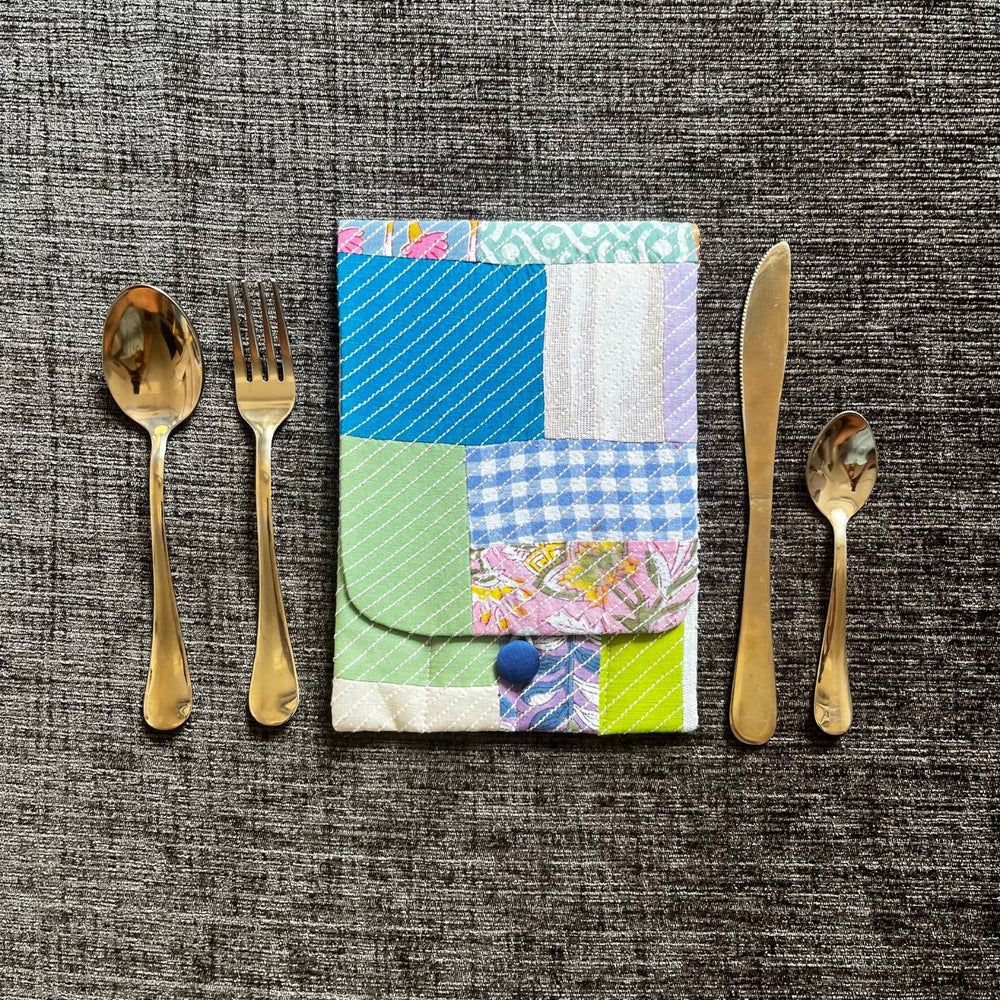 Patchwork Pattern Cutlery Holder | Travel Essential | Multi Colour