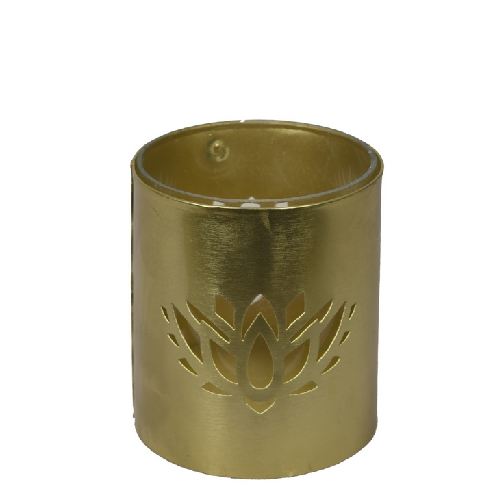 Roshni Golden Lotus Candle Holder | Classic Style | Table Top Accent | Festive Decor | Hand-Crafted | 4"