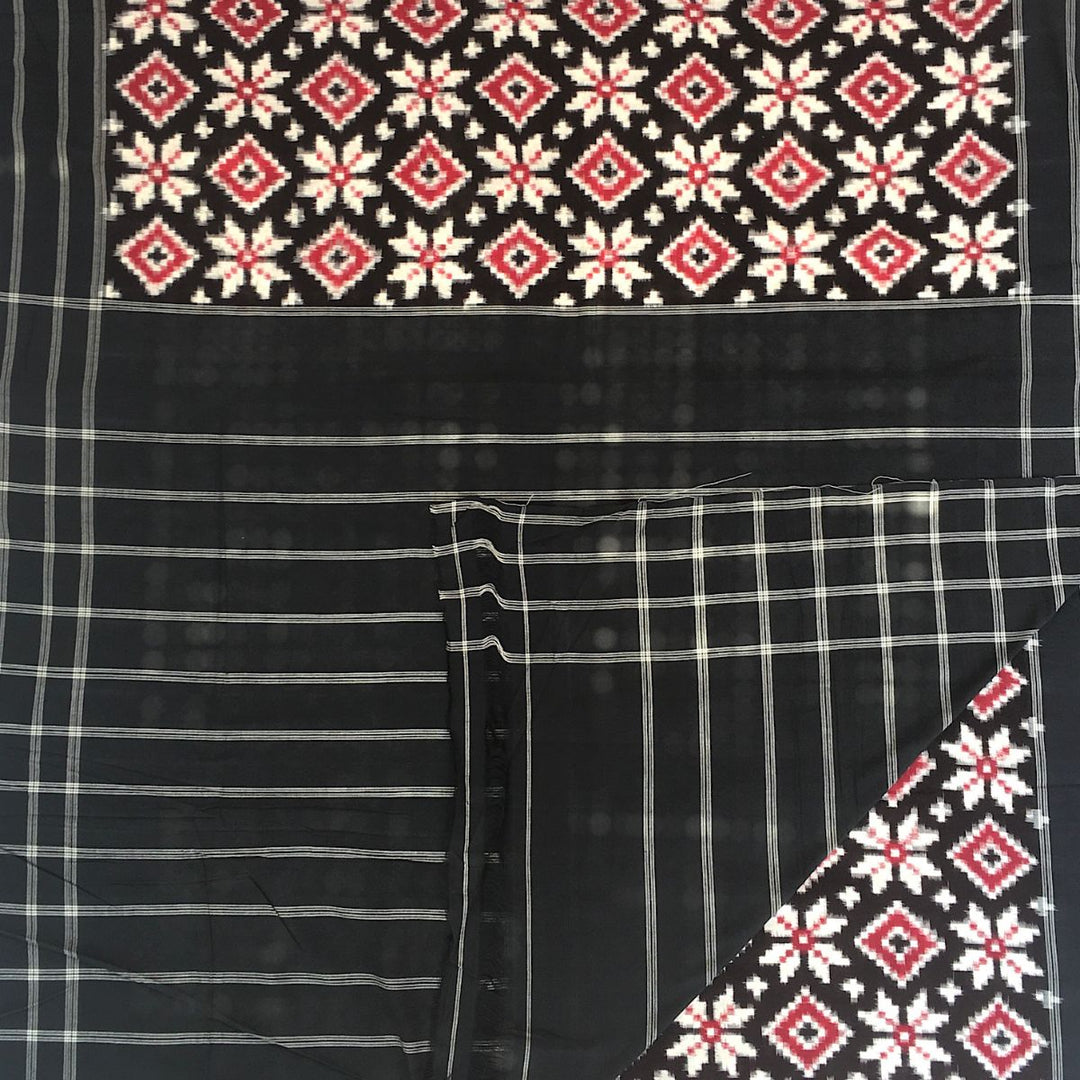 Black Pochampally Double Ikat Saree | Cotton | Colour Rich | Elegant Rich