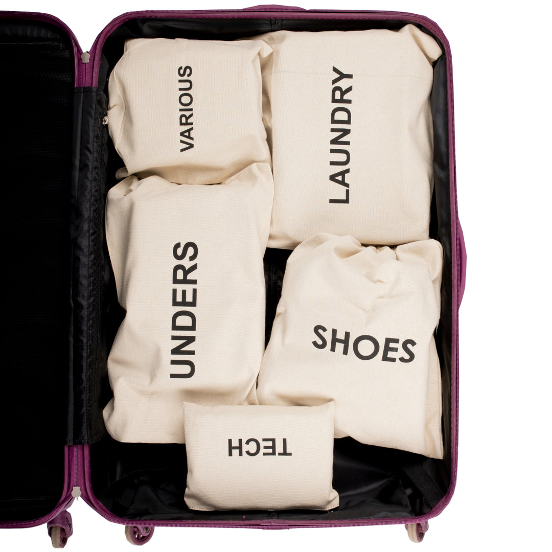 Travel Organizers | Cotton Canvas | Light-Weight | Set Of 5