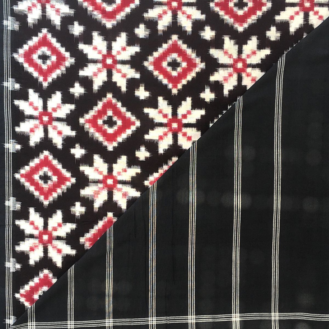 Black Pochampally Double Ikat Saree | Cotton | Colour Rich | Elegant