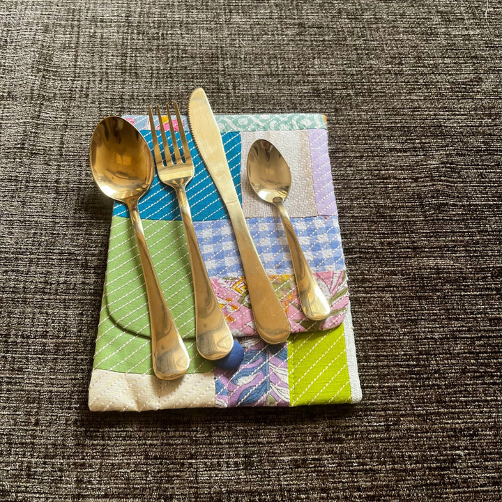 Patchwork Pattern Cutlery Holder | Travel Essential | Multi Colour