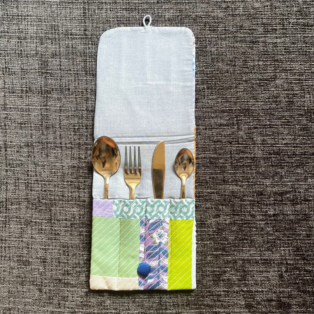 Patchwork Pattern Cutlery Holder | Travel Essential | Multi Colour