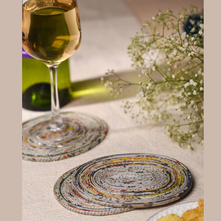 Paper Coiled Oval Coaster | Unique Table Ware | Artistic & Durable | Set of 6