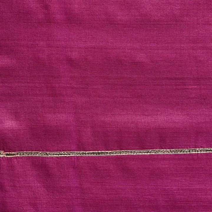 Golden & Magenta Tussar Silk Saree with Intricate Sujani Embroidery | Festive