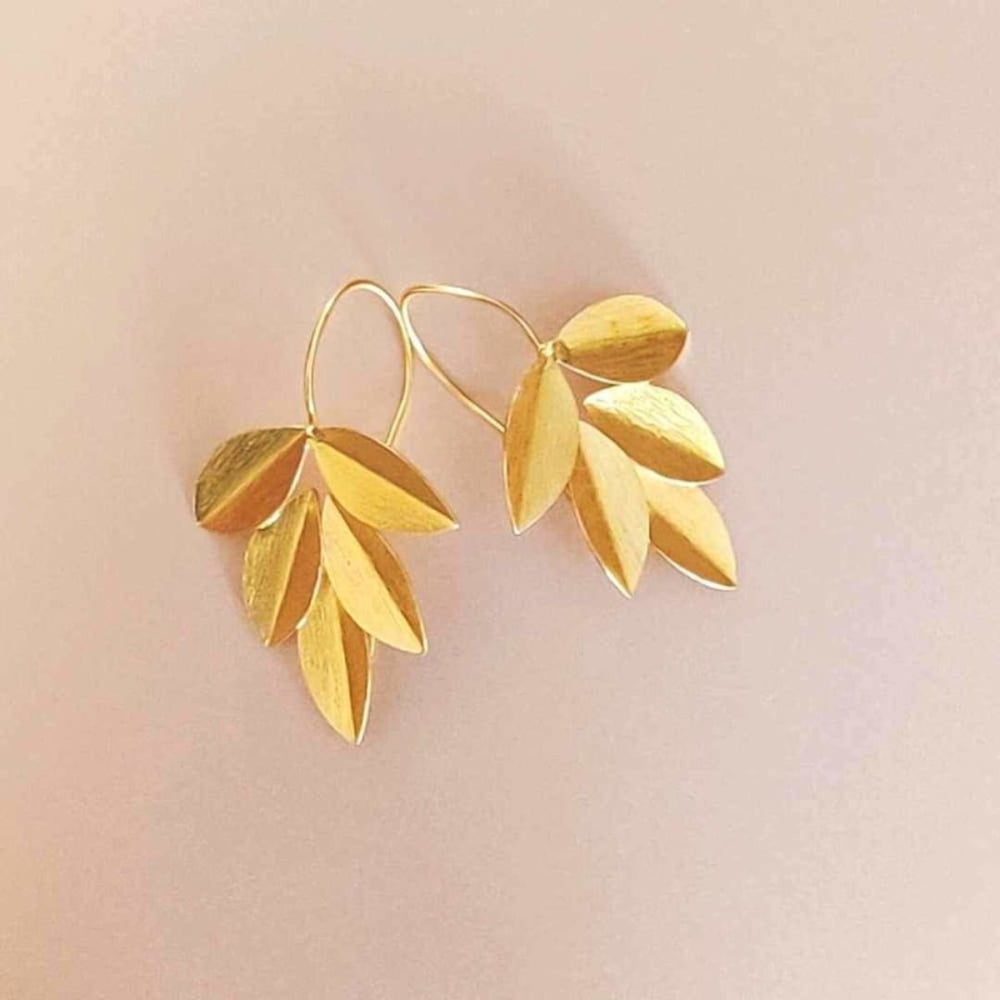 Golden Leaves Metal Earrings | Hand-Crafted | Artisanal | Sustainable