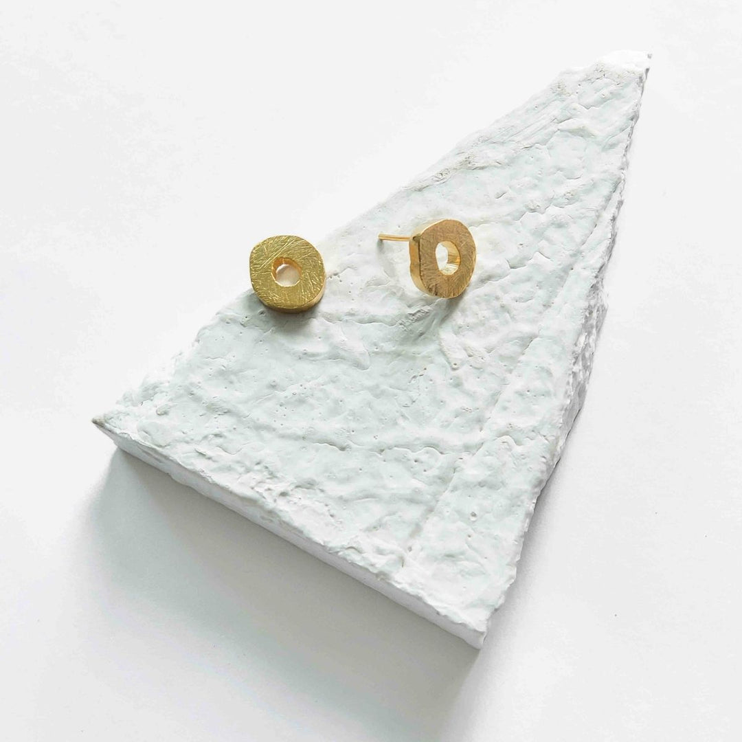 Gorria Studs | Gold Finish Brass Earrings | Hand-Crafted | Sustainable