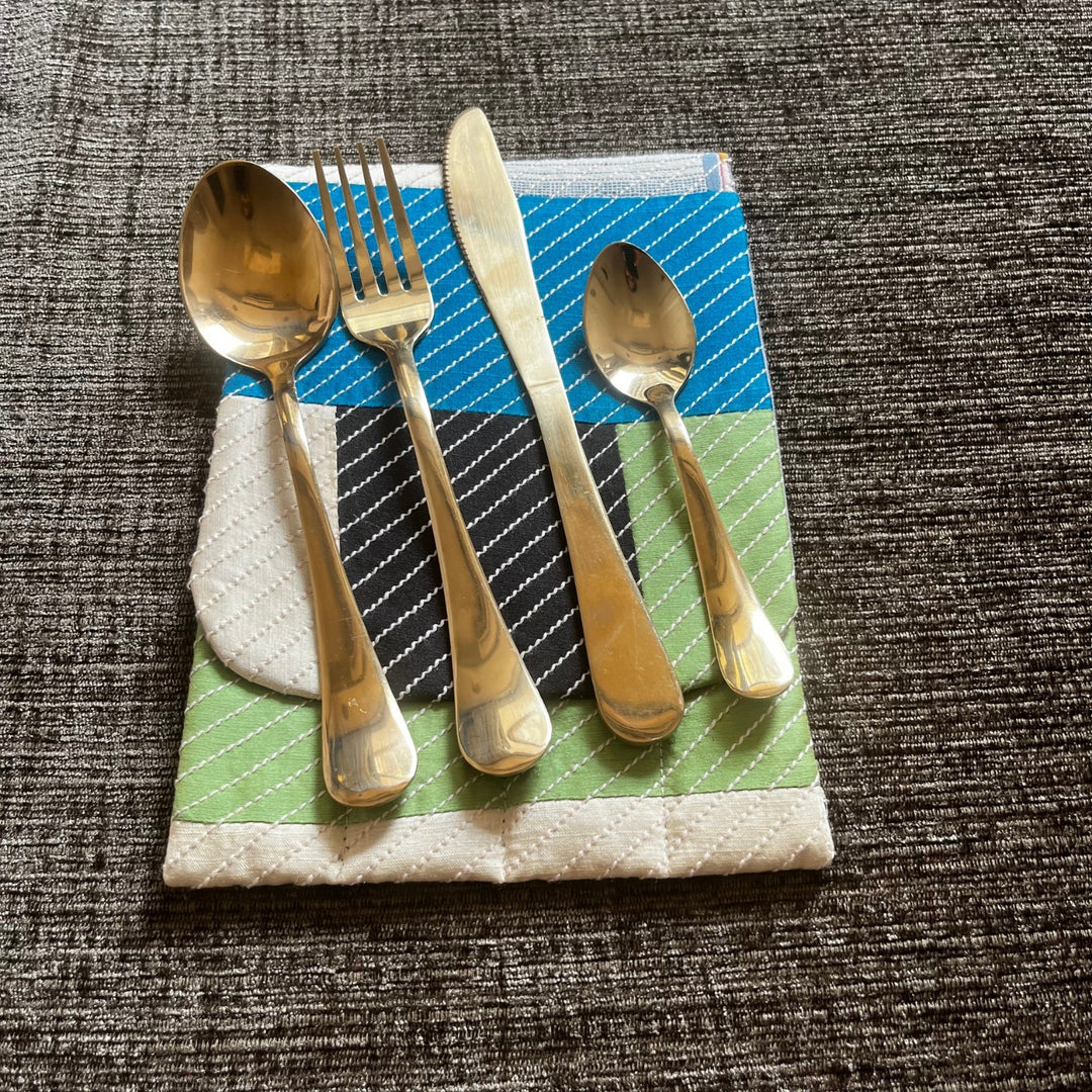 Quilted Style Cutlery Case | Table Flatware Cover | Travel Friendly