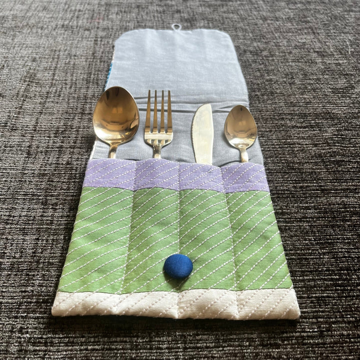 Quilted Style Cutlery Case | Table Flatware Cover | Travel Friendly