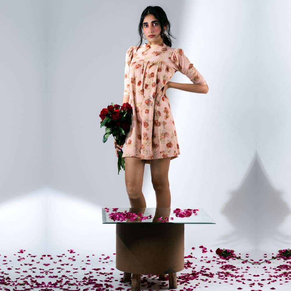 Rose Petals Eco-Printed Dress | Stylish Sustainable | Day Wear | Laid- Back Look