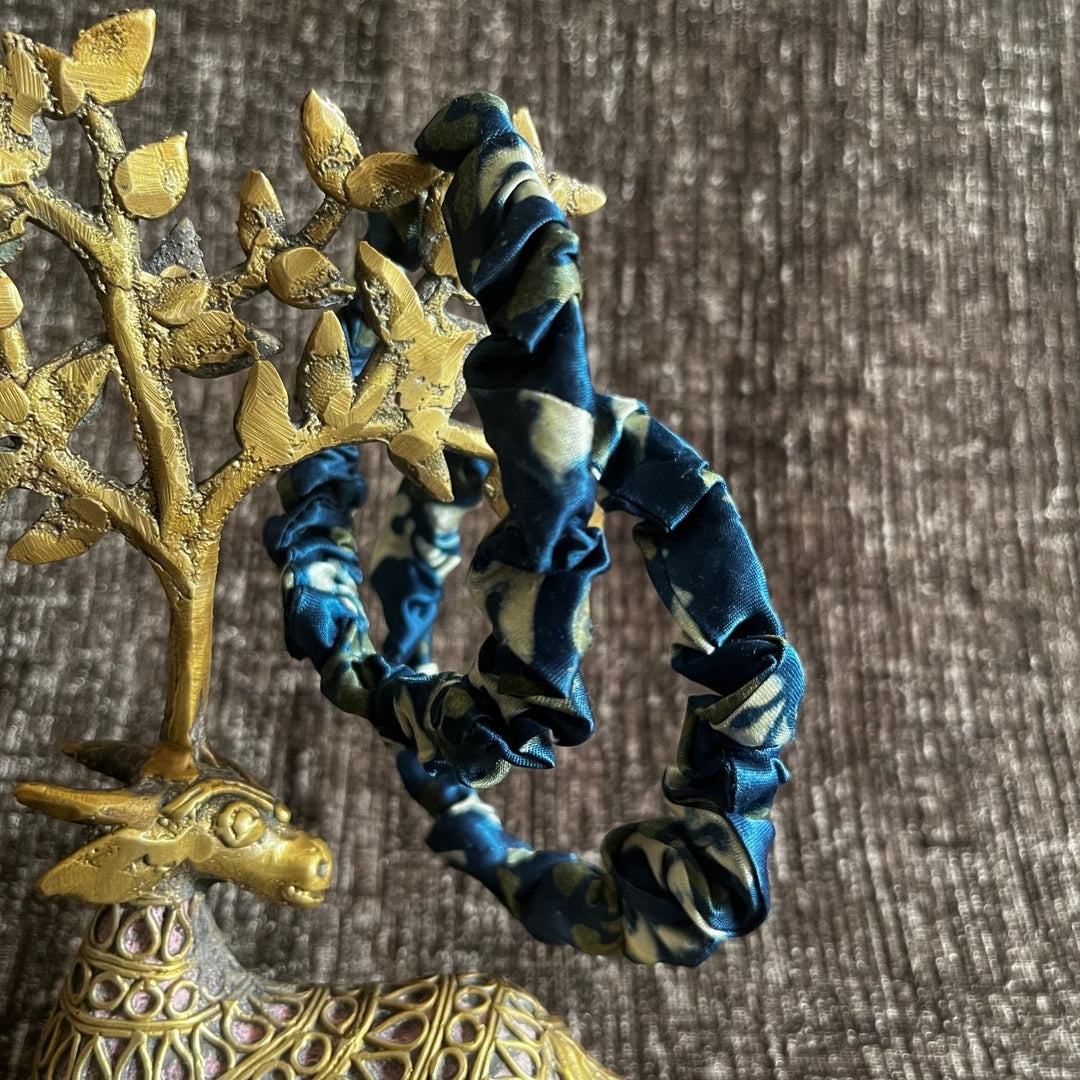 Blue Ajrakh Hoop Earrings | Hand-Crafted 