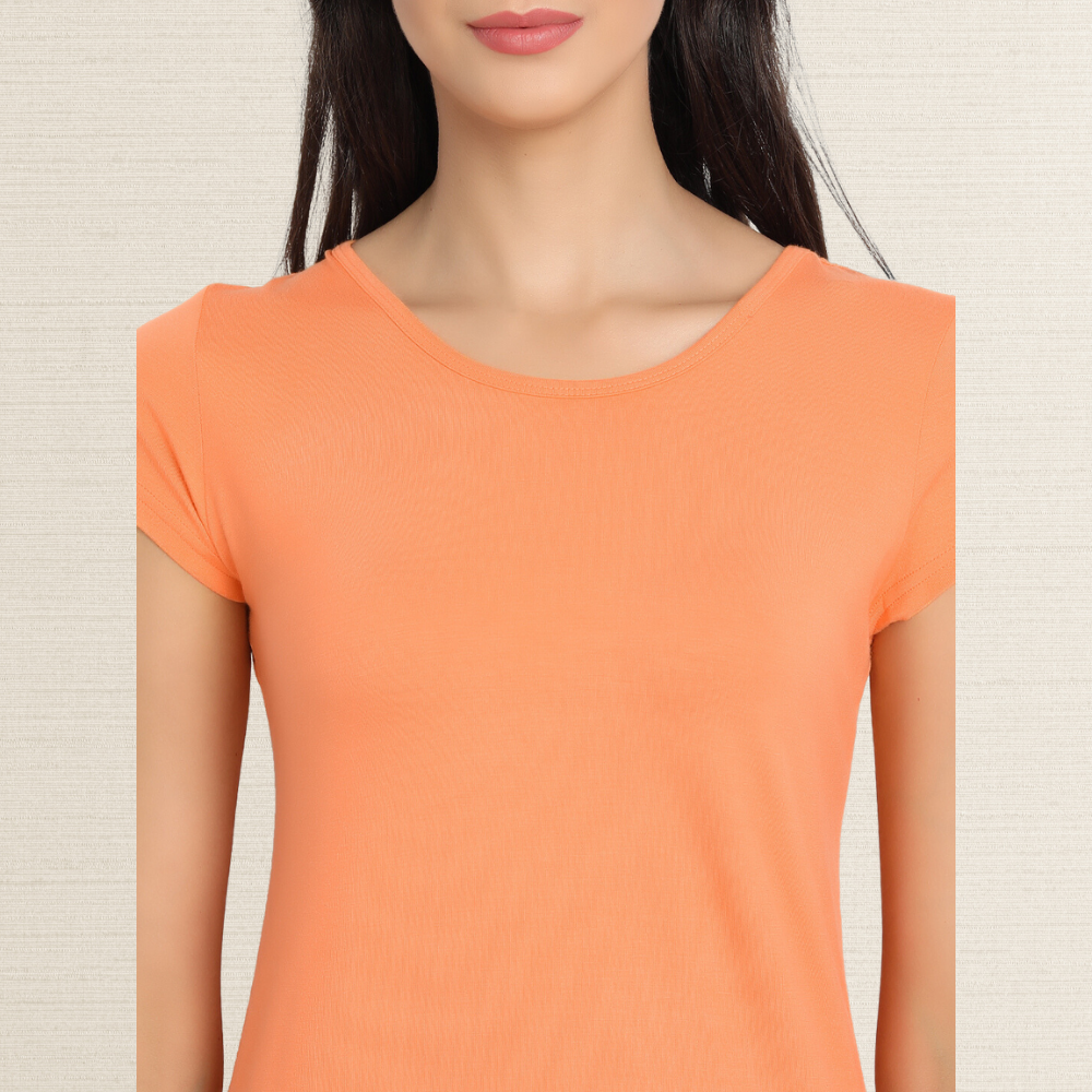 Half Sleeve T-Shirt | Bamboo Fabric | Comfort Fit | Women Active Wear | Papaya Orange