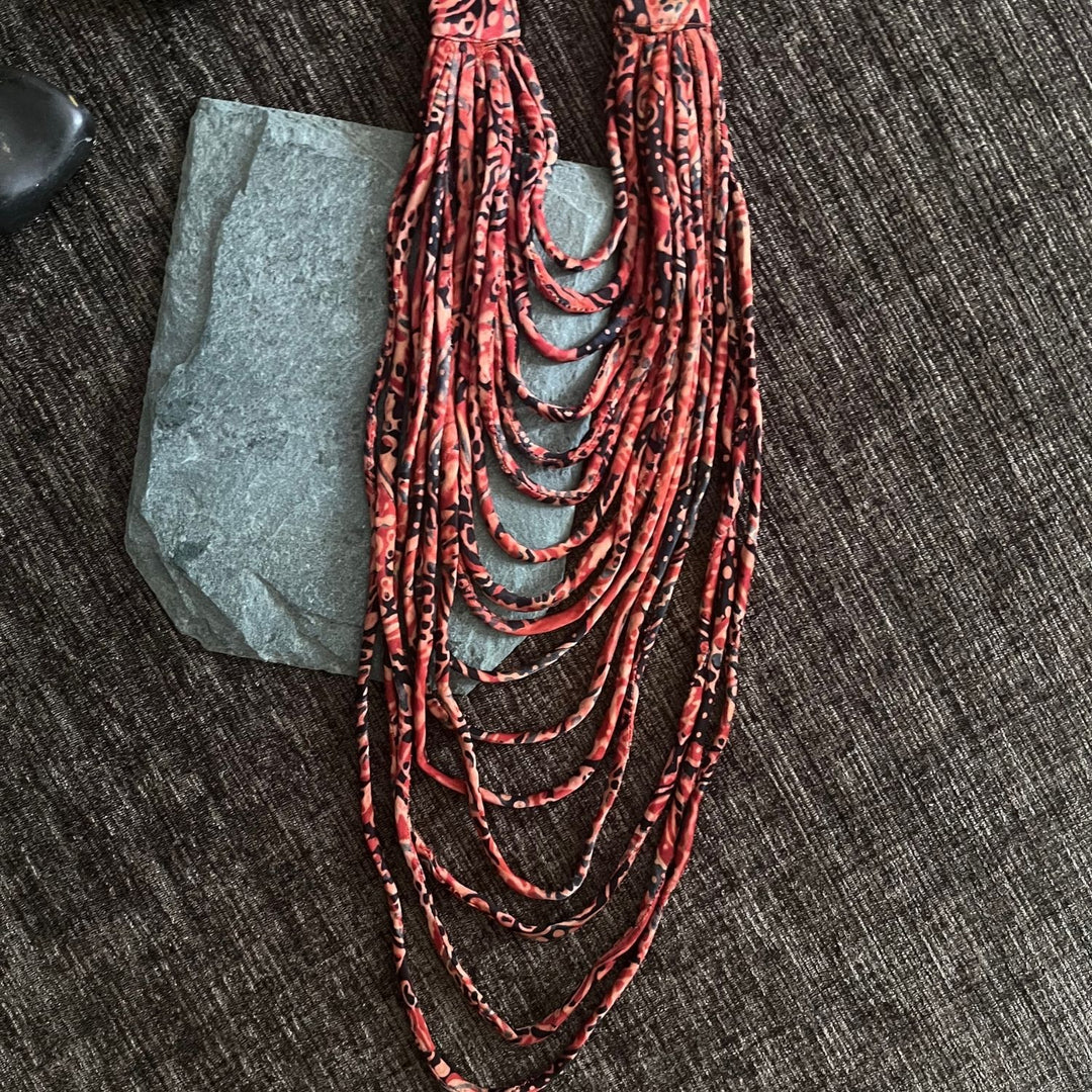 Statement Necklace For Women | Artistic | Hand Crafted | Madder Red | Layered Style