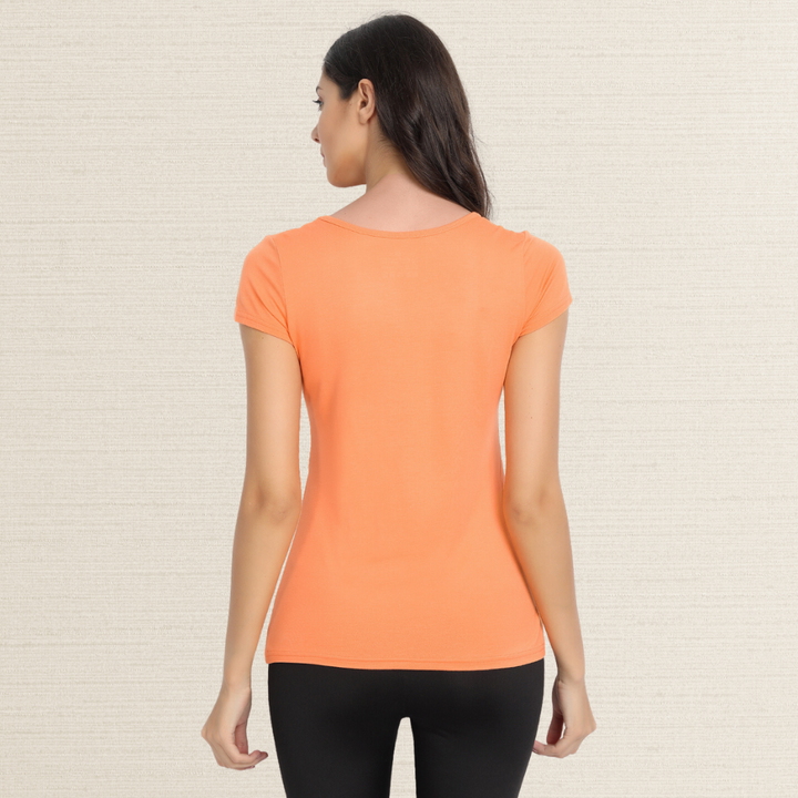 Half Sleeve T-Shirt | Bamboo Fabric | Comfort Fit | Women Active Wear | Papaya Orange