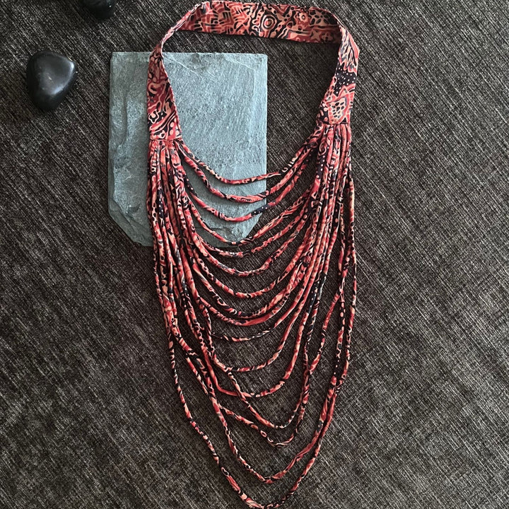 Statement Necklace For Women | Artistic | Hand Crafted | Madder Red | Layered Style