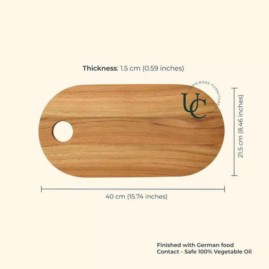 Cresta Oval Chopping Board / Serving Platter | Premium Teak Wood | Hand-Crafted | 16 Inch