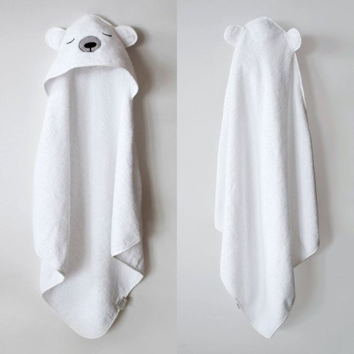 Polar Bear Hooded Bath Towel For Kids | Organic Cotton | Sustainable | White