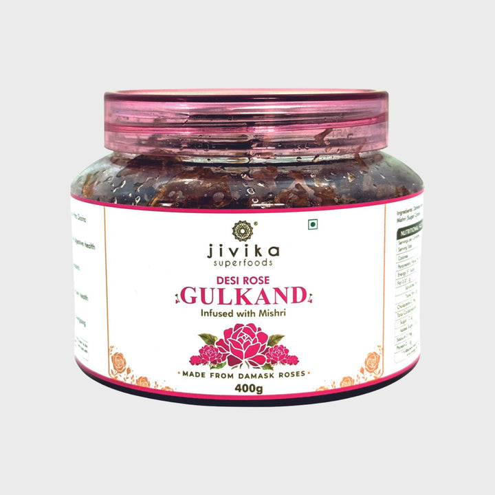 Desi Rose Gulkand | Natural | Flavoured Superfood | Skin Care | Detoxify | Glass Jar 400 GM