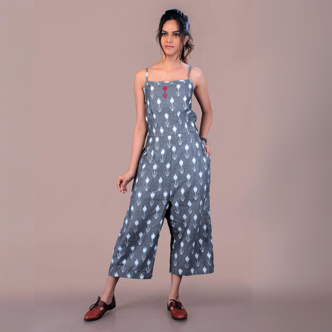 Quinn Ikat Jumpsuit | Cotton | Minimalistic Design | Grey