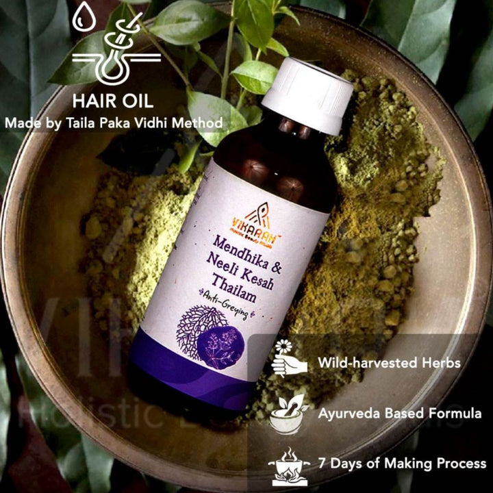 Henna And Indigo Hair Oil | Premature Greying & Aging Hair | Ayurvedic Hair Dye