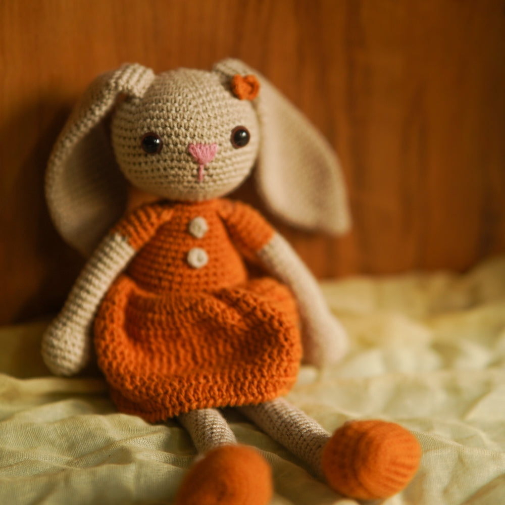 Cute Clover Soft Toy for Babies | Hand Made of Crochet | Kids Safe | Orange