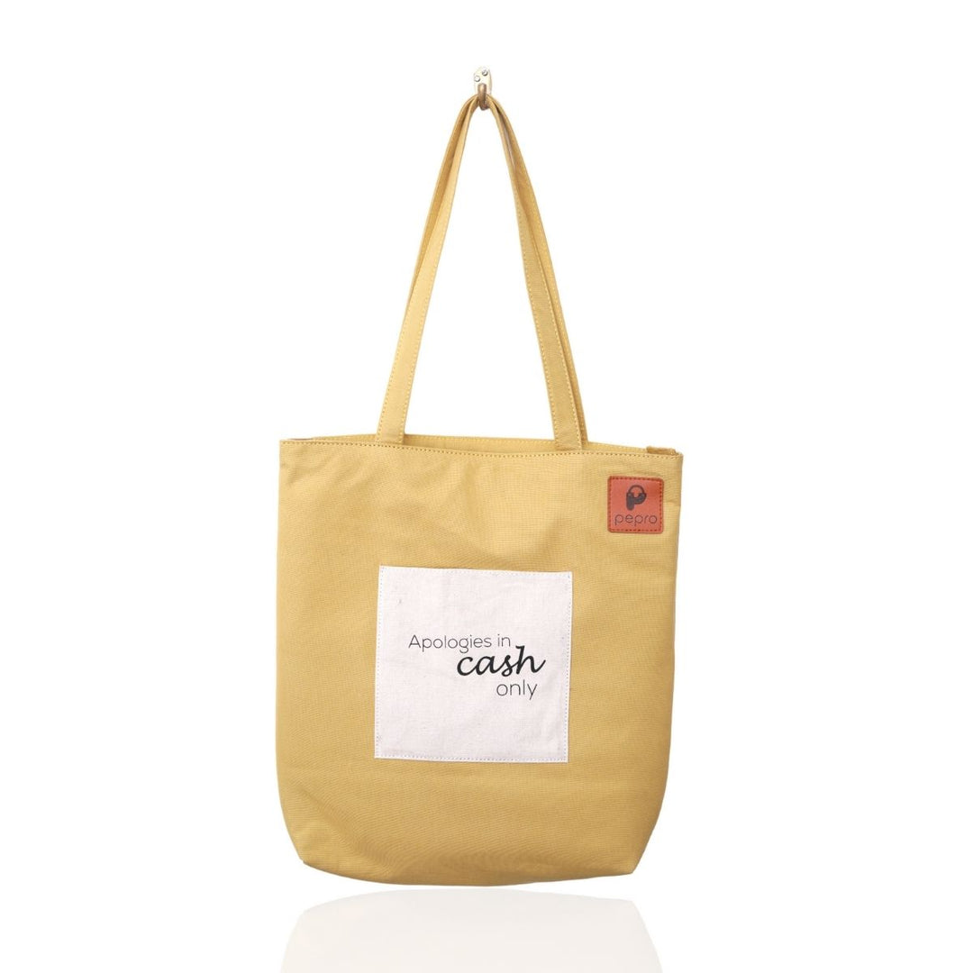 Hand-Crafted Cotton Tote Bag | Gadget Safe | Apologies In Cash Only