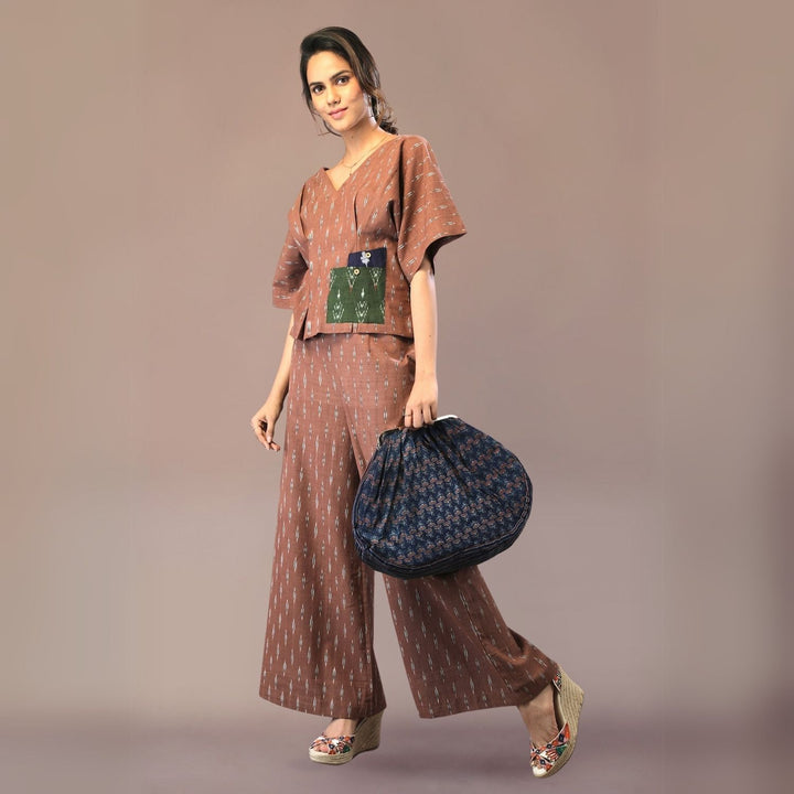 Ajrakh Puffed Sling Bag | Modal Block Print Bag for Formal Flair