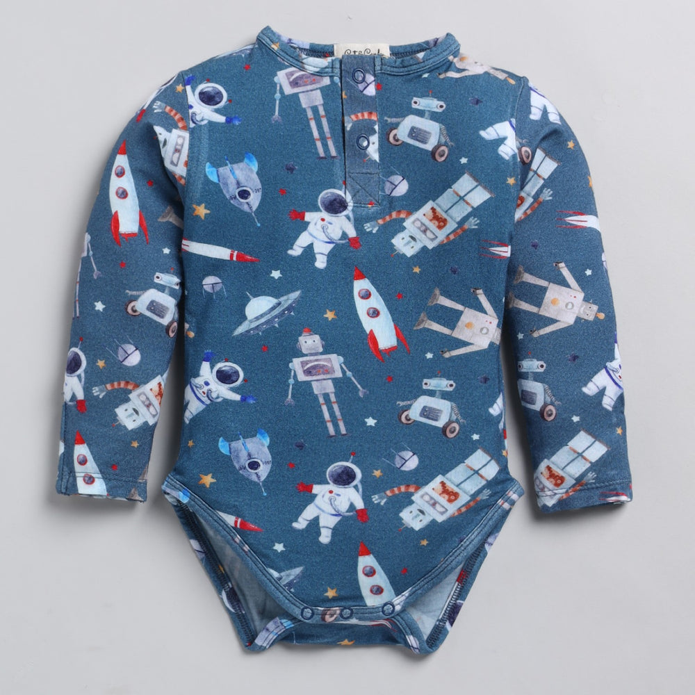 Space print Long Sleeve Baby Bodysuit | Lenzing Modal | Eco-Friendly