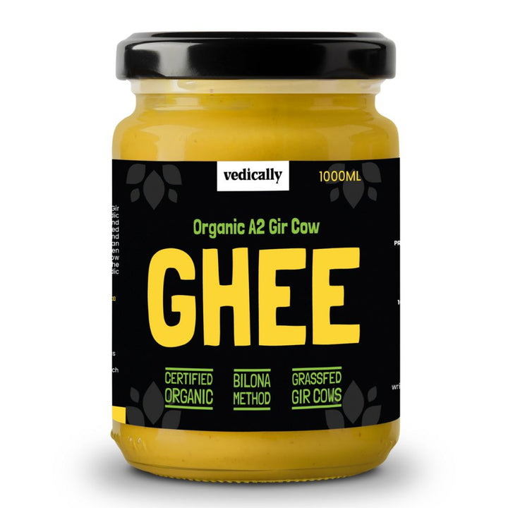 A2 Gir Cow Ghee | Bilona Churning | No Trans Fat | Gluten Free | No GMO | Glass Jar of 1 L