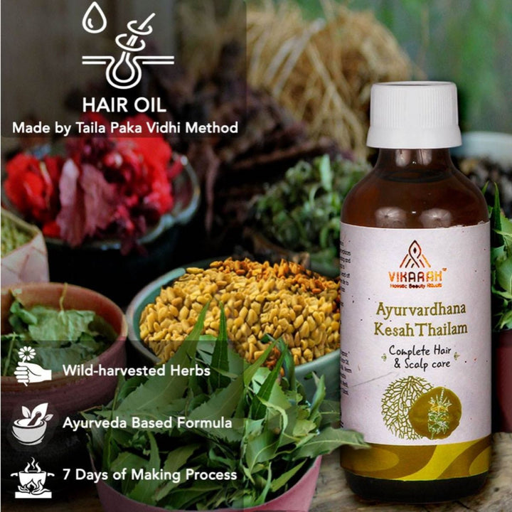 Ayurvedic Hair Oil | For Oily & Infected | Silky Shine | Made of Goat Milk and Wild Herbs | Complete Hair and Scalp Care 