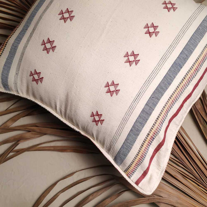 Organic Cotton Cushion Cover With Piping  | Hand-Woven | 22" x 22"