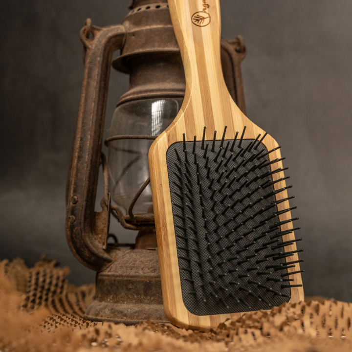 Premium Wooden Paddle Hair Brush with Bamboo Bristles (Large Size)