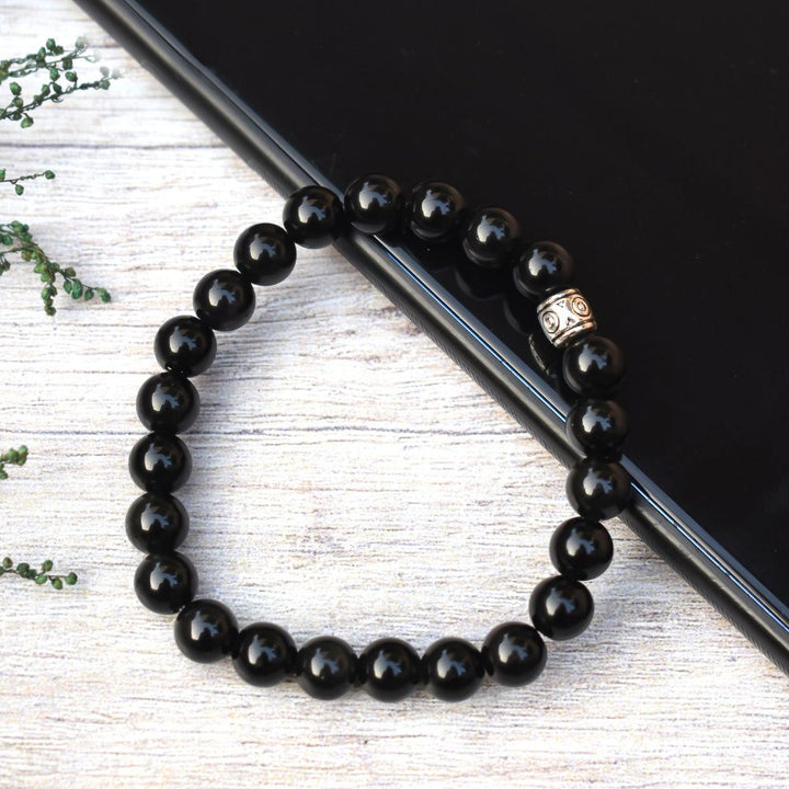 Black Obsidian Bracelet | Healing Jewellery | Real | Certified | Semi-Precious Stone | 28 Beads