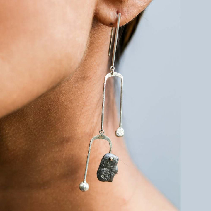 Silver Earring | Hand-Crafted and Hand Made with Recycled Aluminium | Sustainable