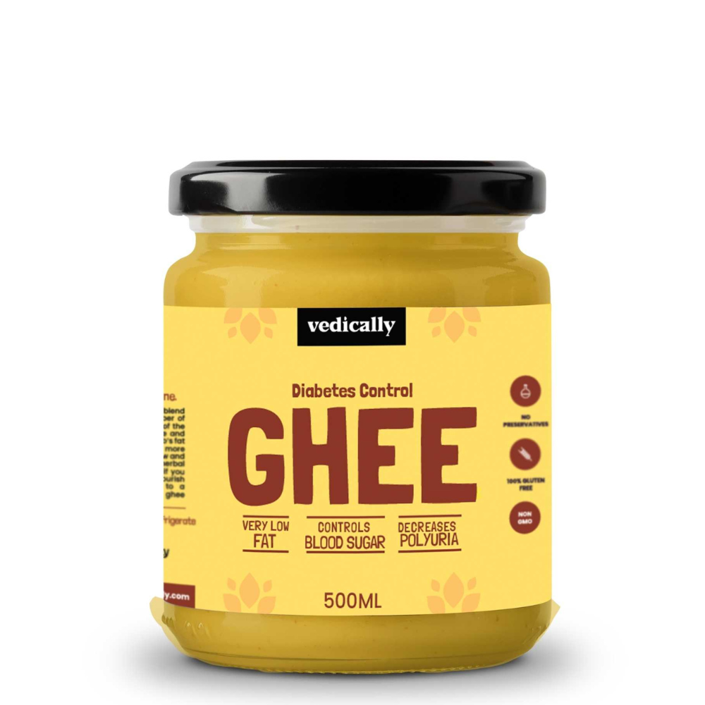 Diabetes Control Ghee | Bilona Process | No Trans Fat | Pure | Lab Tested | Glass Jar of 500 ML