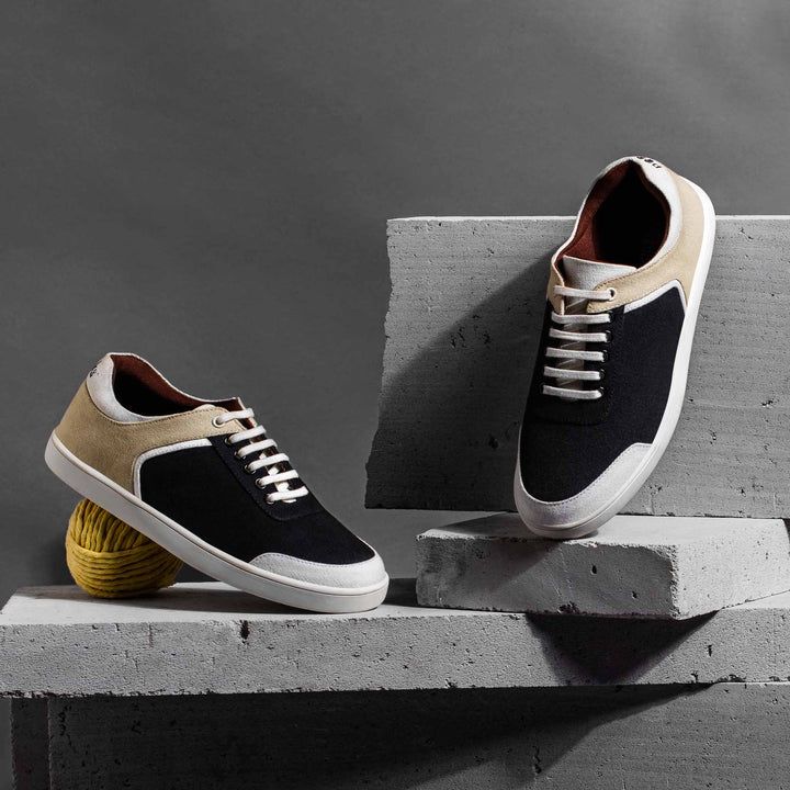 Black & Beige Sneakers | Made of Recycled PET Bottles | Water Repellent