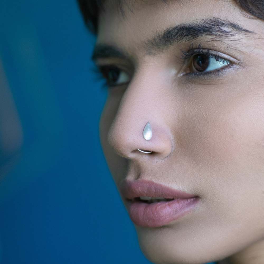 Pure Silver Nose Pin | Minimally Designed with Petals | Subtly Modern