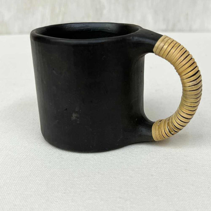 Black Stone Pottery Round Mug | Hand-Crafted | 3"