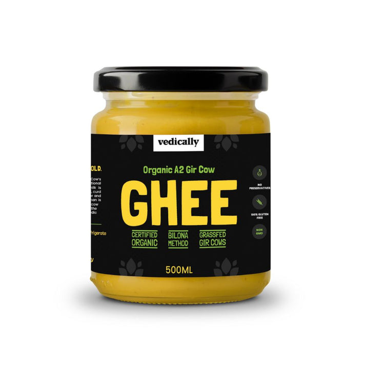 A2 Gir Cow Ghee | Bilona Churning | No Trans Fat | No GMO | Organic | Glass Jar of 500 ML