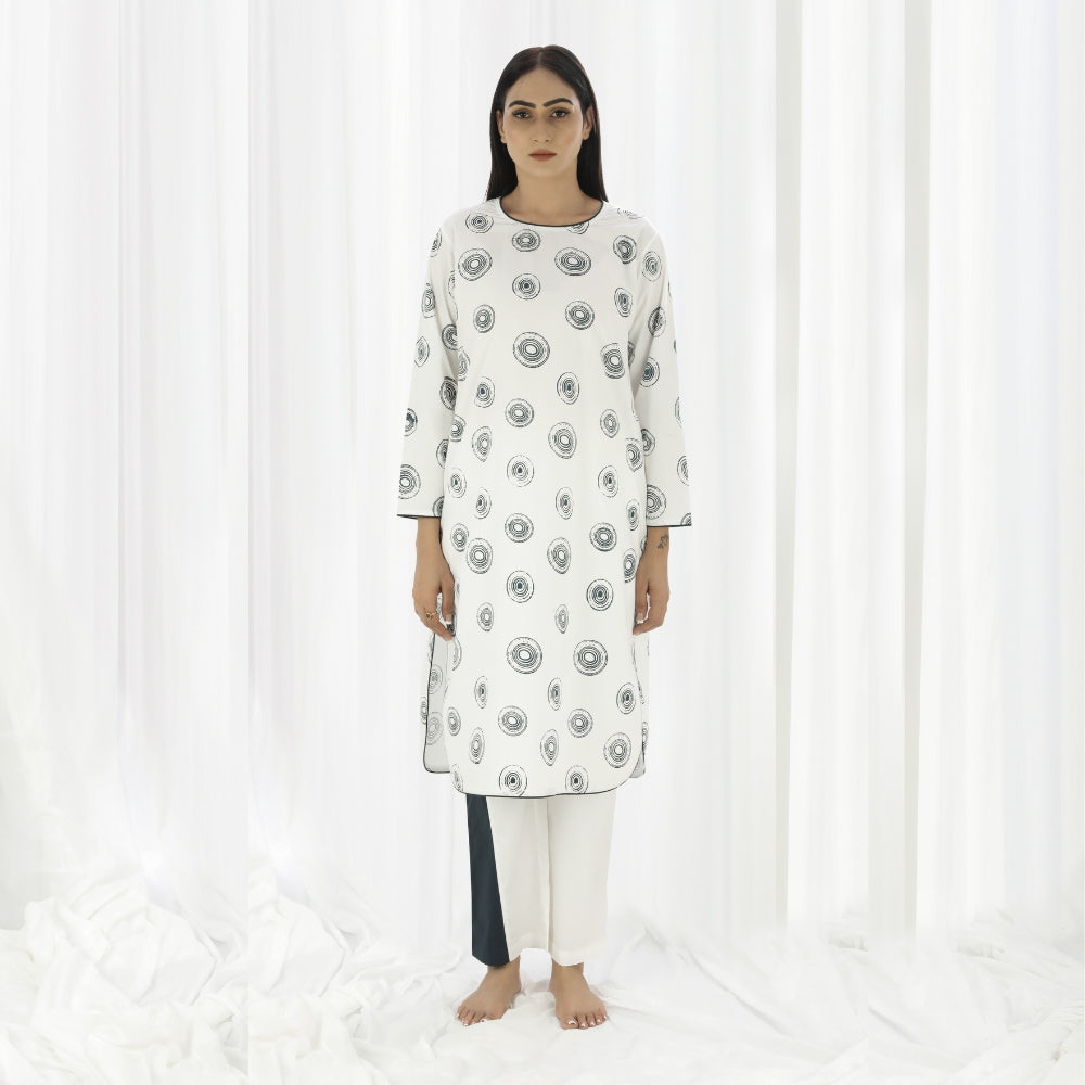 White Printed Kurta for Women | Made of Hand Woven Cotton | Classic Look