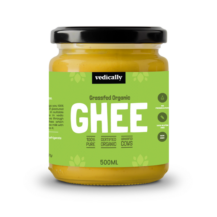 Grass-fed Organic Ghee | Bilona Churn | No Trans Fat | Pure | Organic | Glass Jar of 500 ML