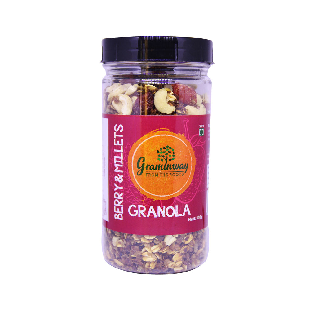 Berry & Millets Granola | A Healthy Start of the Day | Bottle of 300 GM